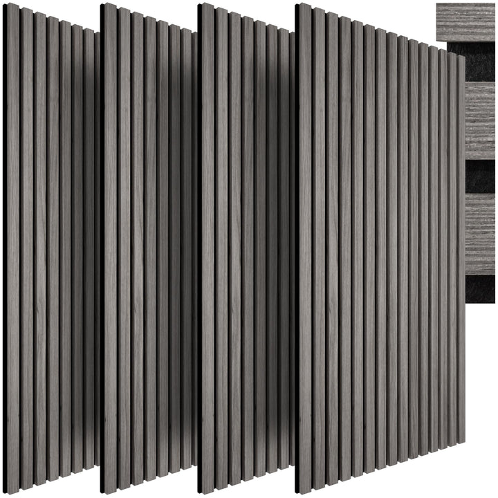tectake® Akustikpaneele mit Echtholzfurnier 4er Set, effektiver Schallschutz, MDF Schallabsorber, Ak