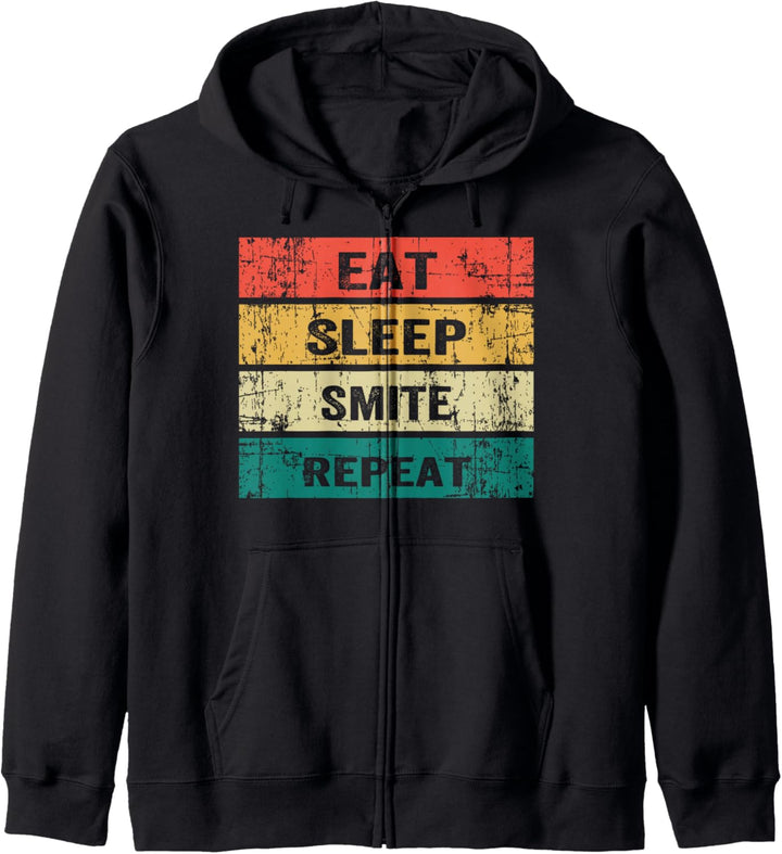 Eat Sleep Smite Repeat Vintage Gamer Geschenke Kapuzenjacke
