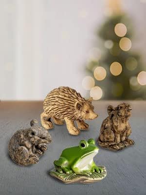 MaMeMi Niedliche Krippentiere Igel, Frosch und Mäuse [4 Stück, ca 2 cm] Krippenzubehör, Krippenbedar