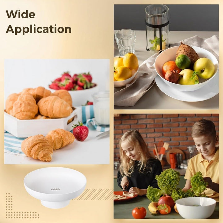 Obstschale mit Abflusslöchern, 10,2" grosser Obstkorb mit abnehmbarem Sockel, weisse Kunststoff-Deko