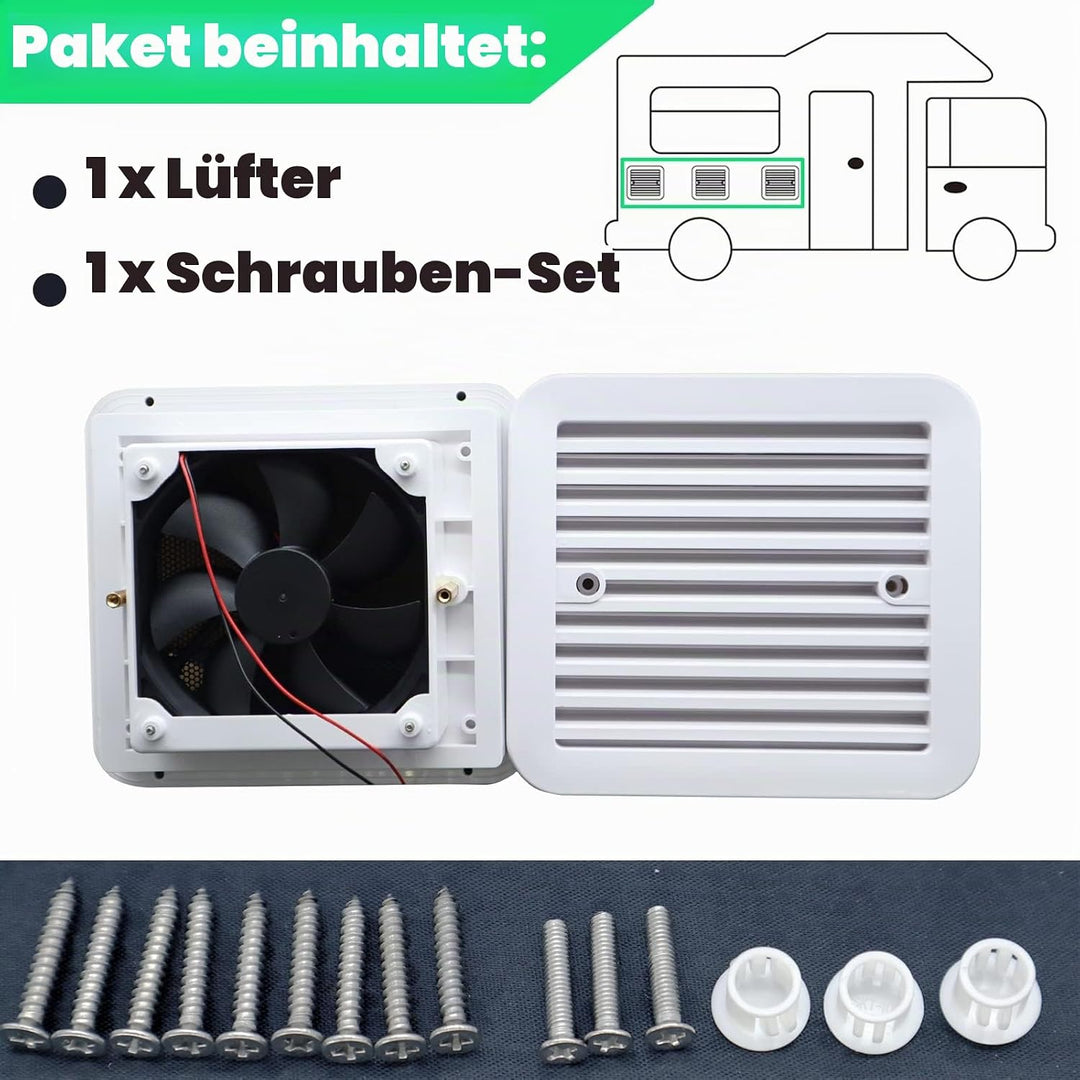 AUTOXBERT Abluftventilator Für Wohnwagen, 2,4W 12V Lüfter Mit Rollläden Entlüftung Einweg-Seite Luft