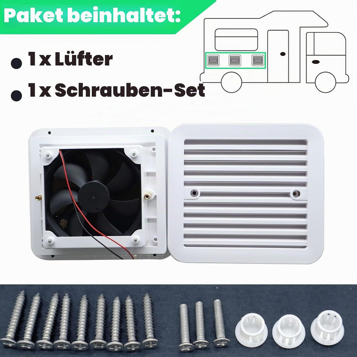 AUTOXBERT Abluftventilator Für Wohnwagen, 2,4W 12V Lüfter Mit Rollläden Entlüftung Einweg-Seite Luft