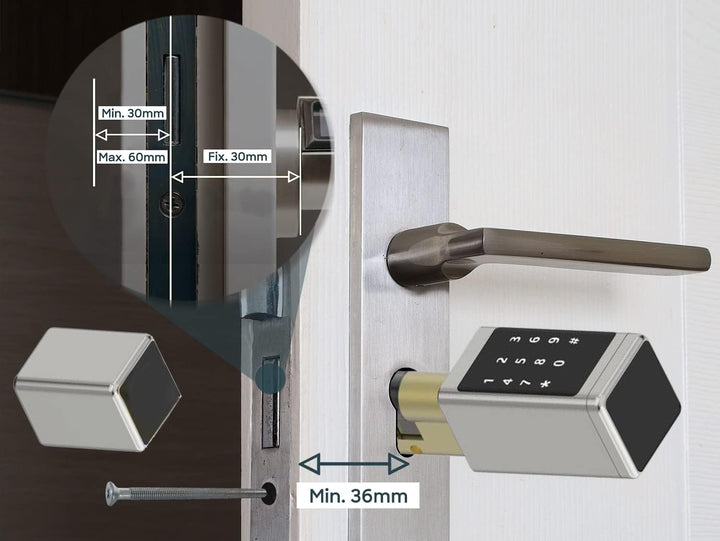 SOREX SMART WIFI Elektronisches Zylinder Türschloss - Öffnung per Code, Chip & Smartphone, elektroni