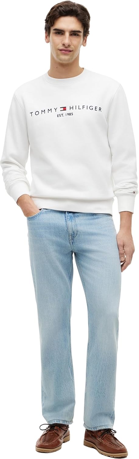 Tommy Hilfiger Herren Sweatshirt Tommy Logo ohne Kapuze S Weiss (White), S Weiss (White)
