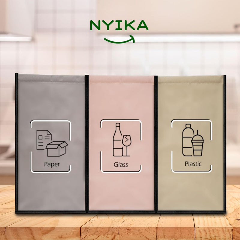 NYIKA - Mülltrennsystem 3fach - Recycling System - Mülltrennsystem - Altpapier Sammler - Mülltrennun