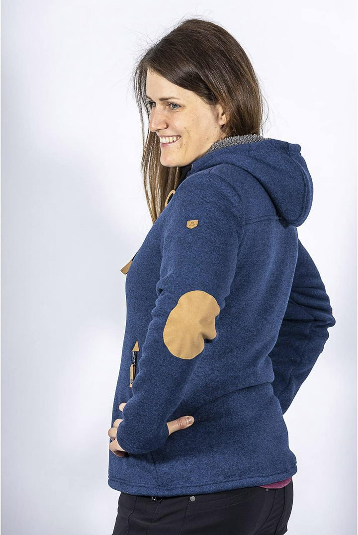 Maul Damen Chieming mit Kapuze Polar-strickfleece Jacke 36 73 blue, 36 73 blue