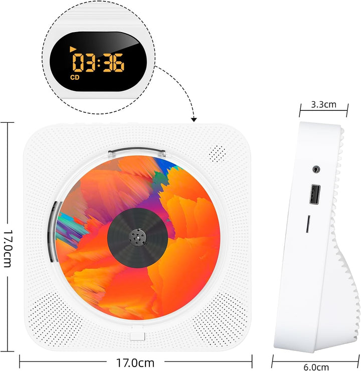 Liphier Tragbarer Bluetooth-Musik-CD-Player – Desktop-Multifunktionaler Kpop-CD-Player mit HiFi-Soun