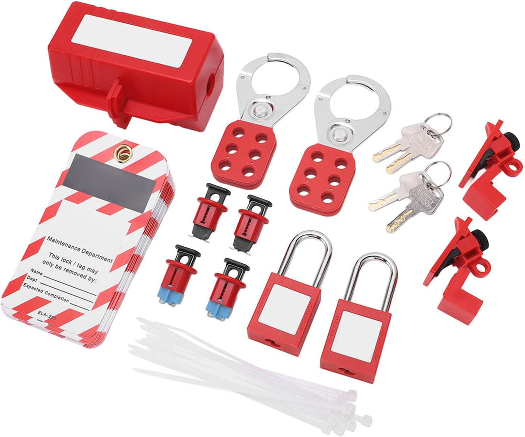 Cocoarm Elektrisches Sperr-Tagout-Set, Loto-Klemmen für Leistungsschalter, mit Vorhängeschloss, Anhä