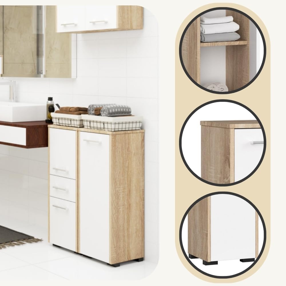 AKORD Stehender Badezimmerschrank schränke | Badezimmer kommode | FIN S30 eintürig | B30 x H82 x T30