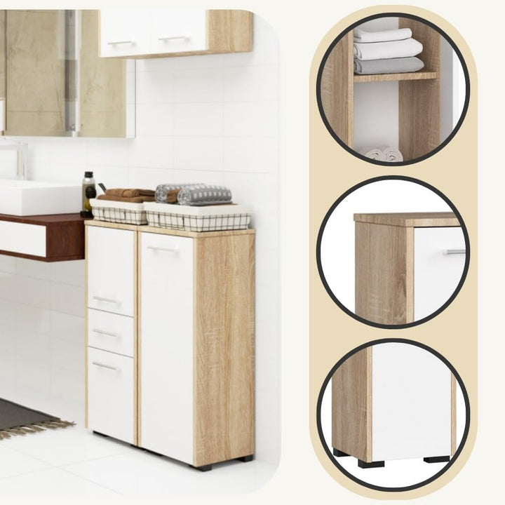 AKORD Stehender Badezimmerschrank schränke | Badezimmer kommode | FIN S30 eintürig | B30 x H82 x T30