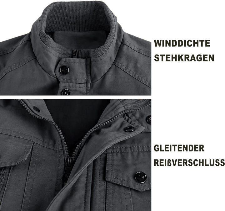 MAGCOMSEN Herren Übergangsjacke Cargo Outdoorjacke Winddicht Frühling Jacke Militär Armee Fliegerjac