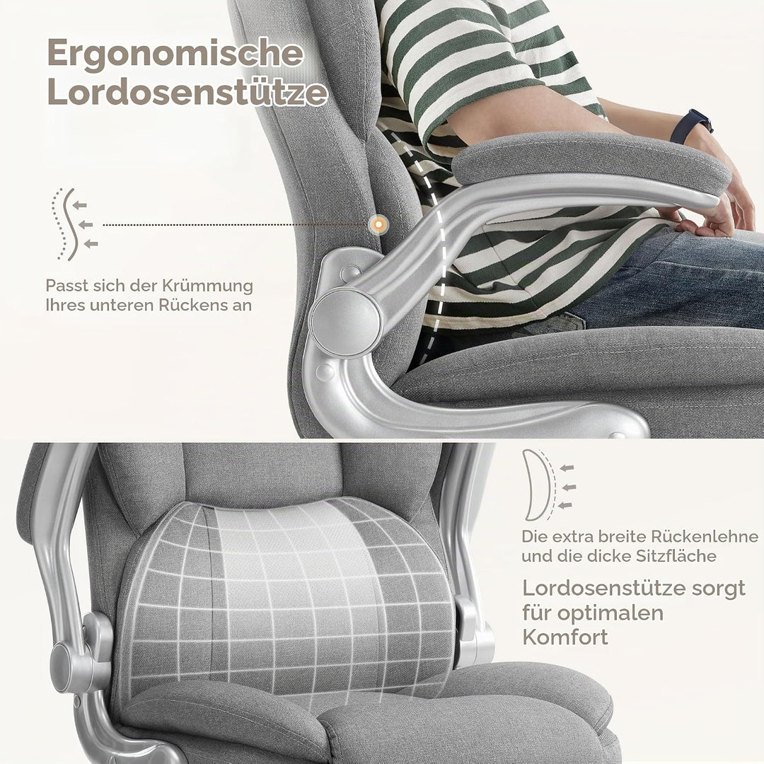 IWMH Bürostuhl Ergonomischer Schreibtischstuhl Chefsessel Drehstuhl mit hochklappbarer Armlehne, höh