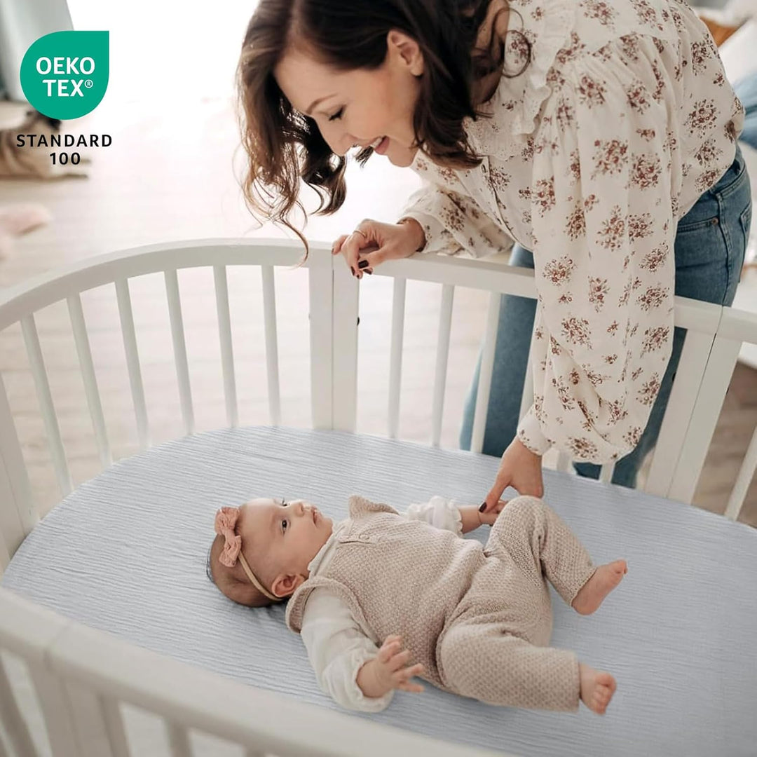 lulumoon Musselin Stubenwagen Spannbettlaken 2er-Set: Kinderwagen Matratzenbezug für Beistellbett un