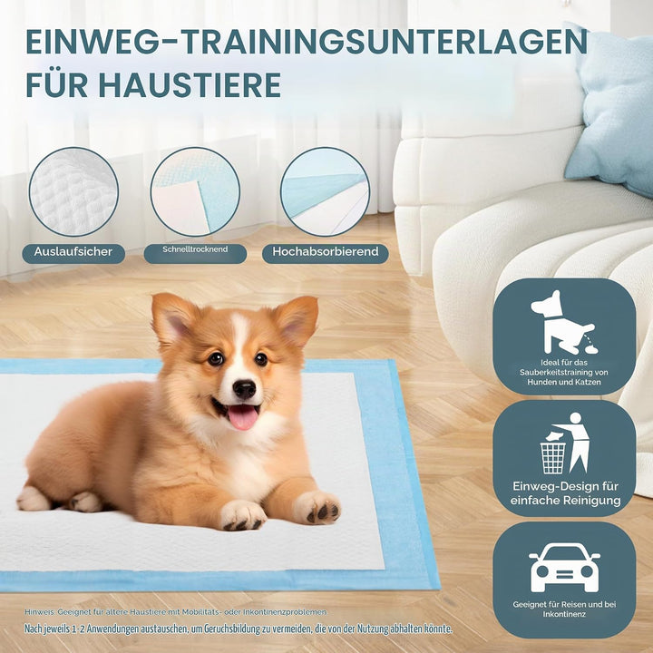 PIPI Matten für Hunde, 100 Stück Trainingspads, Wickelunterlagen Einweg 33X45cm, Einmalunterlagen, A