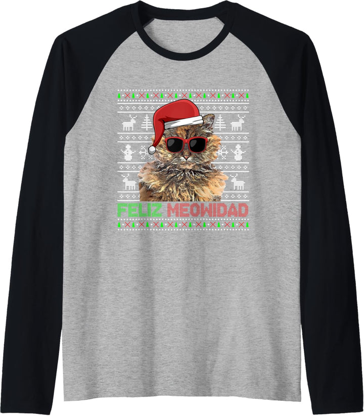 Selkirk Rex Katze Feliz Meowidad Lustige Weihnachten Raglan