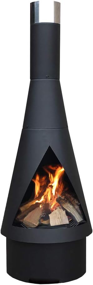 Yerd Gartenkamin Terrassenofen 125cm Black-Stahl Terrassenkamin Grill Edition
