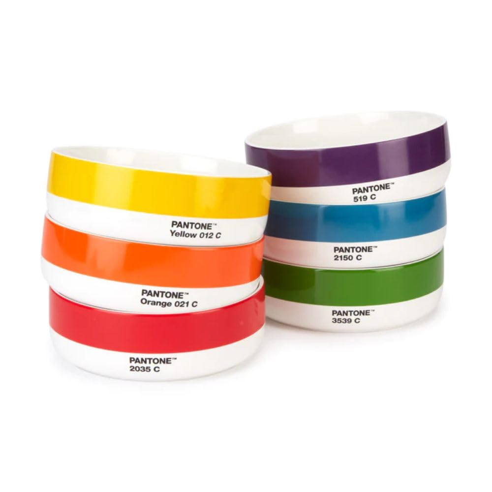 Copenhagen Design PANTONE Porzellan Schale, 6er Geschenkbox Farben, Yellow 012, Orange 021, Red 2035