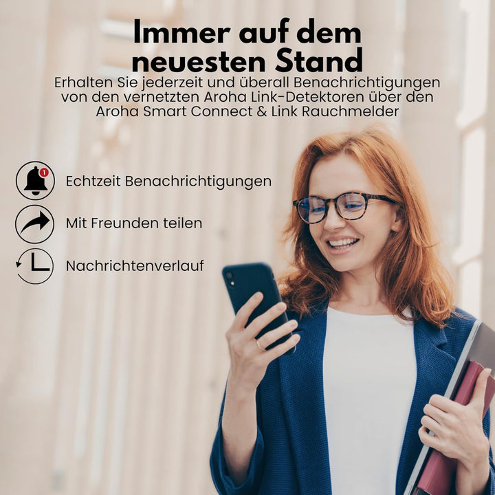 Aroha Smart Connect & Link WLAN-Rauchmelder Vernetzt - 10 Jahre Batterie - Feuermelder - Brandmelder