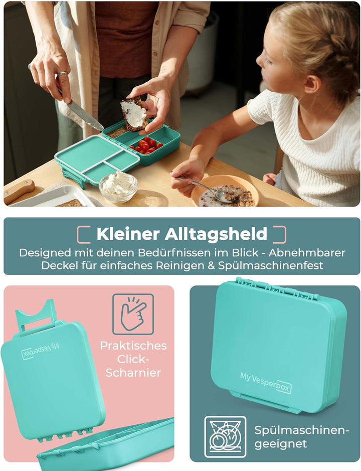 My Vesperbox® Brotdose für Kinder mit Fächern Liv [MADE IN GERMANY] - Lunchbox mit Trennfächern - Be