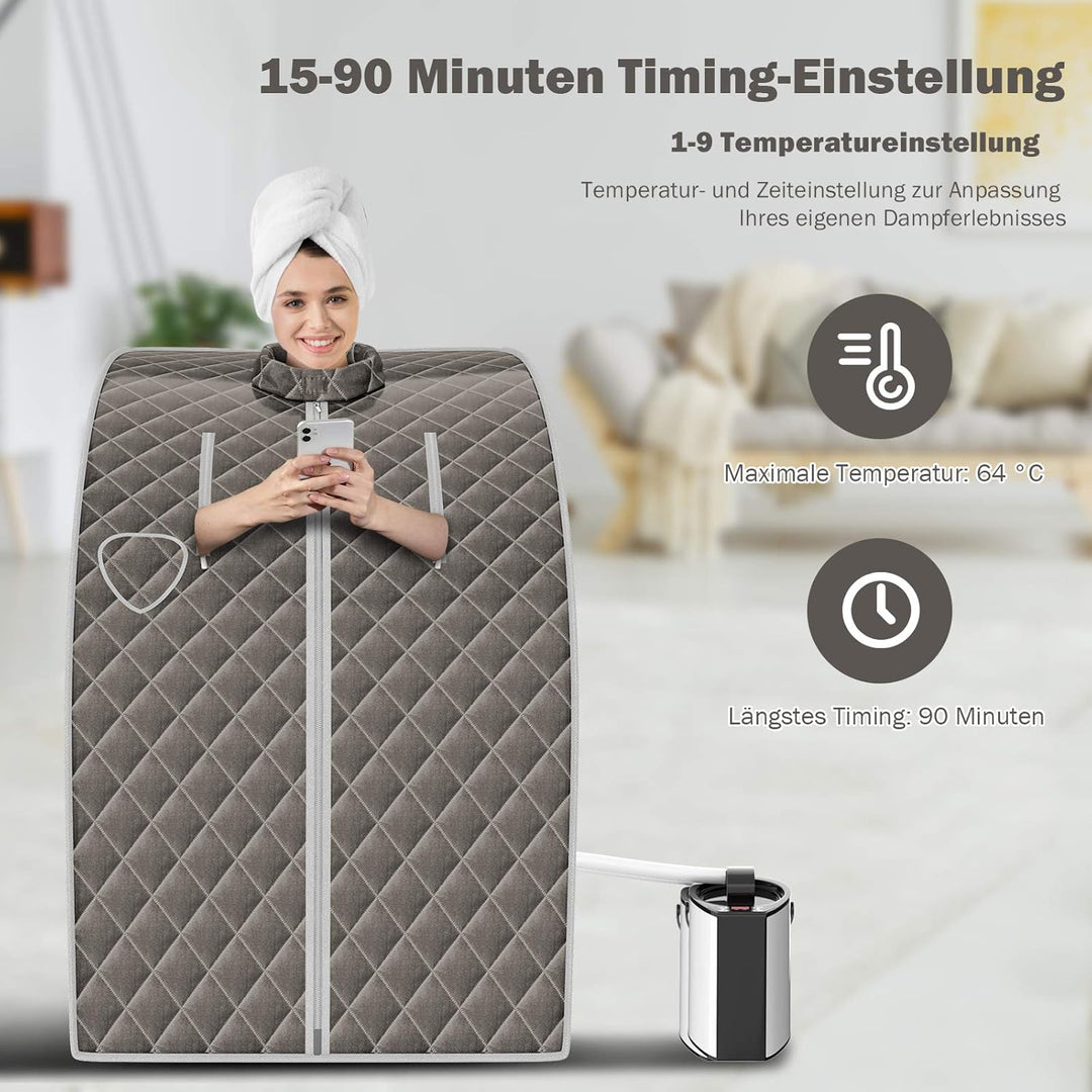 COSTWAY 3L Mini Dampfsauna mit Zerstäubungsfunktion, Heimsauna mit Fernbedienung, Wärmekabine mit ei