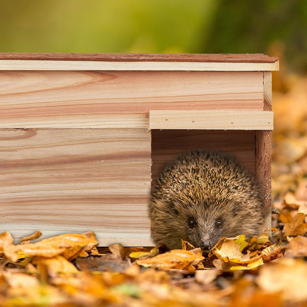 Relaxdays Igelhaus, Holz, Igelhotel mit Boden, katzensicher, Winterquartier für Igel Garten, HBT: 21