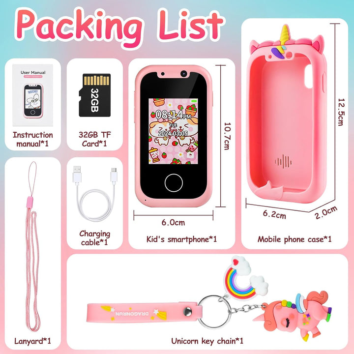 htbakoi Kinder Handy Kinderhandy Smartphone Spielzeug Spielhandy Kindertelefon Kinder Telefon Spielz