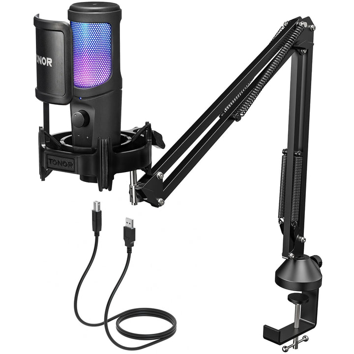 USB Gaming Mikrofon, PC Streaming Mirophone Podcast Brodcasting Mikro, Mic mit Stummschaltung Armstä