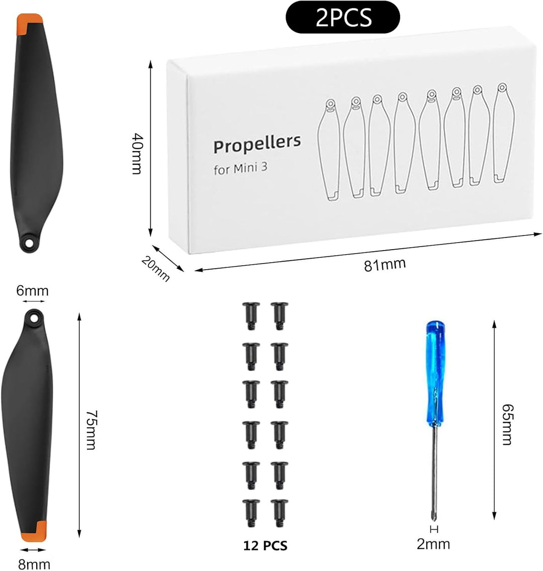 Mini 3 Propeller 16 Stück mit 24 Schrauben und 2 Schraubendreher, Zubehör für Drone Ersatz Mini 3 Or