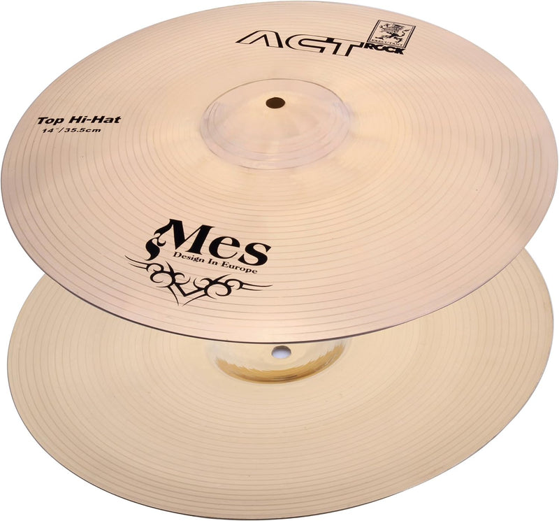 MES 14" HiHat Becken Set für Schlagzeug (Act Series Drum Becken, Material: Bronze, gehämmert) 14 Zol