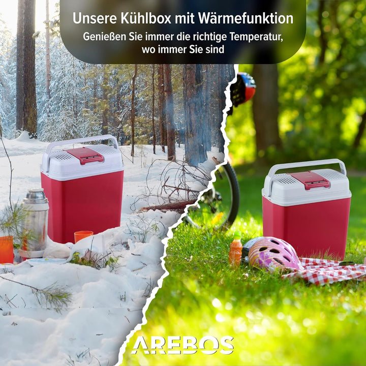 Arebos 20 Liter Kühlbox | Kühlbox klein | zum Kühlen und Warmhalten | mit ECO Modus | 12/230 V für A