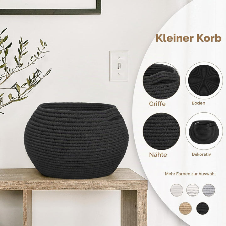 TIMEYARD Korb Aufbewahrung, Wäschekorb Schwarz, Korb Geflochten, Körbe für Regal, Toilettenpapier Au