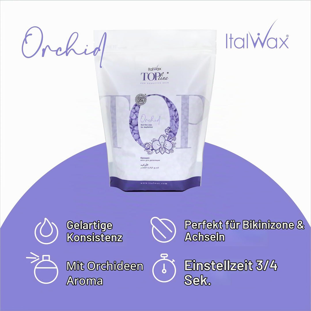 Italwax Top Line Orchid - 450g - Waxing Perlen für Haarentfernung – Duftlos - Synthetische Formulier