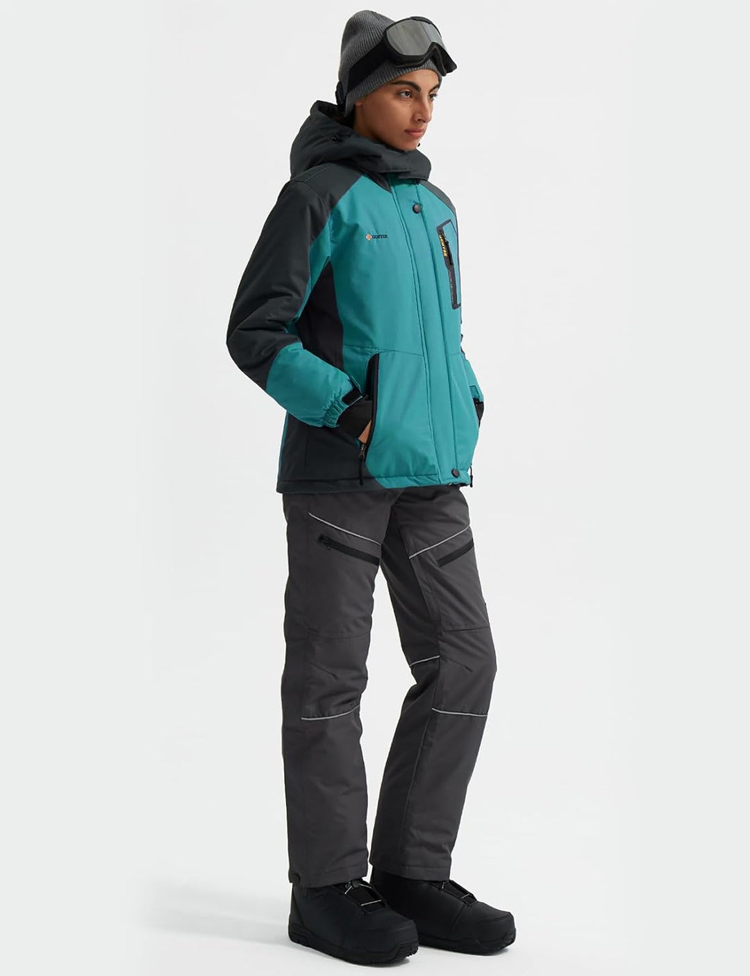 GEMYSE Damen Skijacke Wasserdicht Winddicht Regenjacke Wanderjacke Hardshelljacke mit Kapuze für den