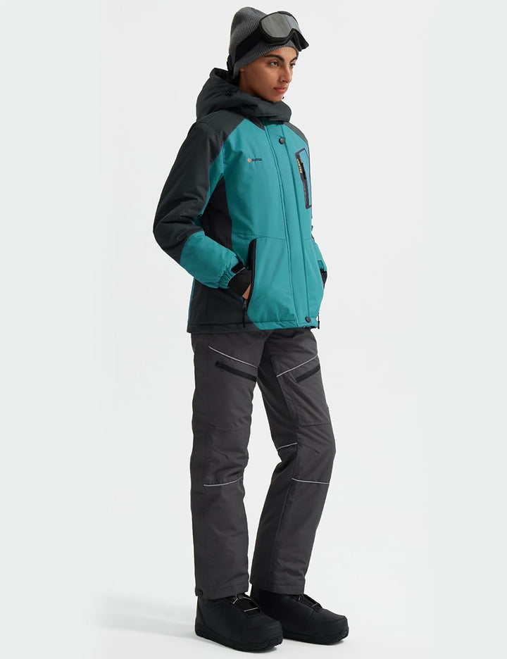 GEMYSE Damen Skijacke Wasserdicht Winddicht Regenjacke Wanderjacke Hardshelljacke mit Kapuze für den