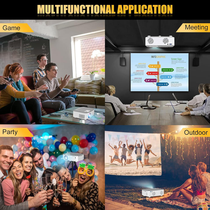 Mini-Projektor, tragbar, 1080P, Native, Film-Handy-Projektor, 8500 Lumen, 500 cm Display, kompatibel