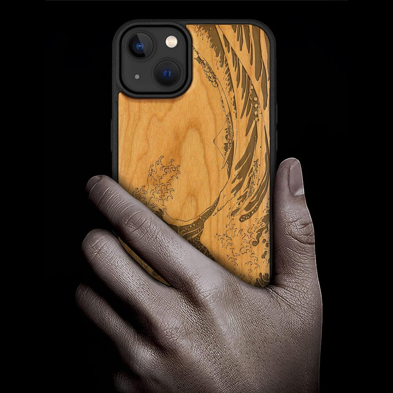 Carveit Handyhülle für iPhone 14 Plus Cover Kompatibel mit Magsafe [Holz und TPU Silikon Hybrid hüll