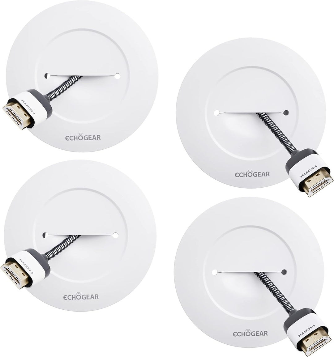Echogear Kabel-Abdeckung für Wandfernseher - Wand-Kabeltüllen-Kit CMIWG White 2 Pack, White 2 Pack