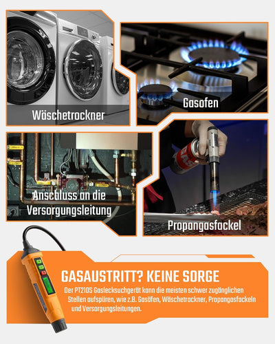 Gasmelder, TopTes PT210S Gasspürgerät mit 10 cm Sonde, ideal für den Einsatz in Wohnhäusern und Wohn