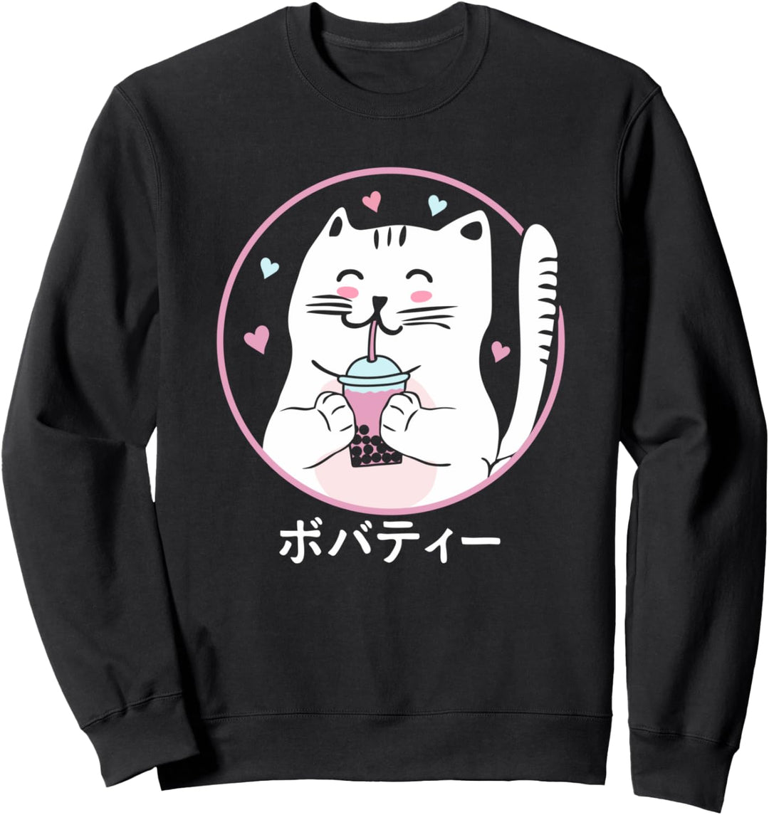 Kawaii Bubble Tea Katze erröten Boba Tea Anime Kawaii Neko Sweatshirt