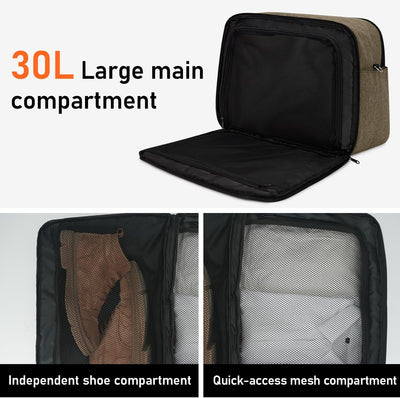 ECOHUB 30L Reisetasche Handgepäck Flugzeug, wasserfest Easyjet Handgepäck Tasche 45x36x20 mit Nassfa