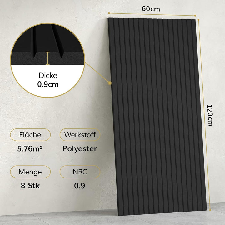 TONOR 8 Pack Akustikpaneele selbstklebend, 120x60x0.9 cm Schalldämmung Schallschutz wand Schallschut