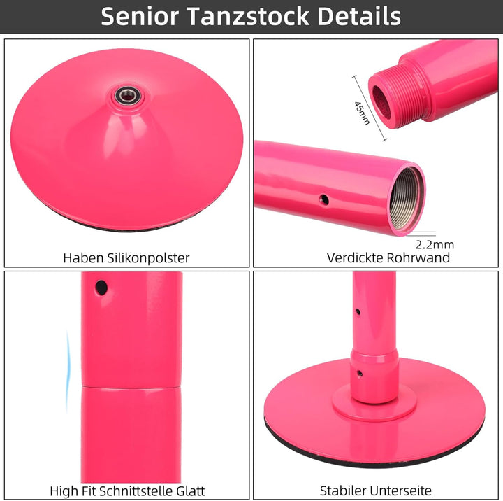 PRIOR FITNESS Pole Dance Tanzstange 45mm von 2,35 bis 2,74 m Höhenverstellbar,2 Modi: drehend/statis
