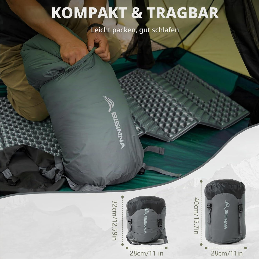BISINNA Mumienschlafsack 0 ℃ - 5 ℃ [400GSM] 4 Jahreszeiten Winter Schlafsack Erwachsene Wasserabweis