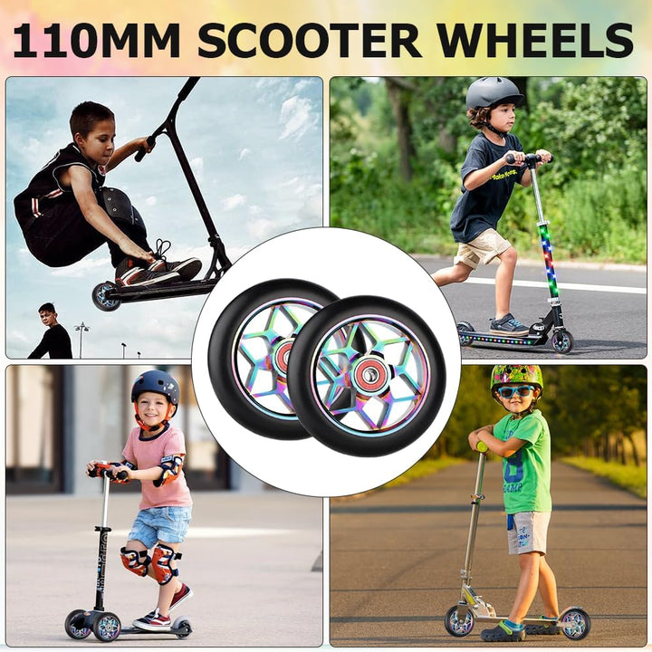 2 Stück 110mm Stunt Scooter Reifen, Stunt Scooter Rollen mit ABEC, 9 Kugellager, Ersatzräder für Sco
