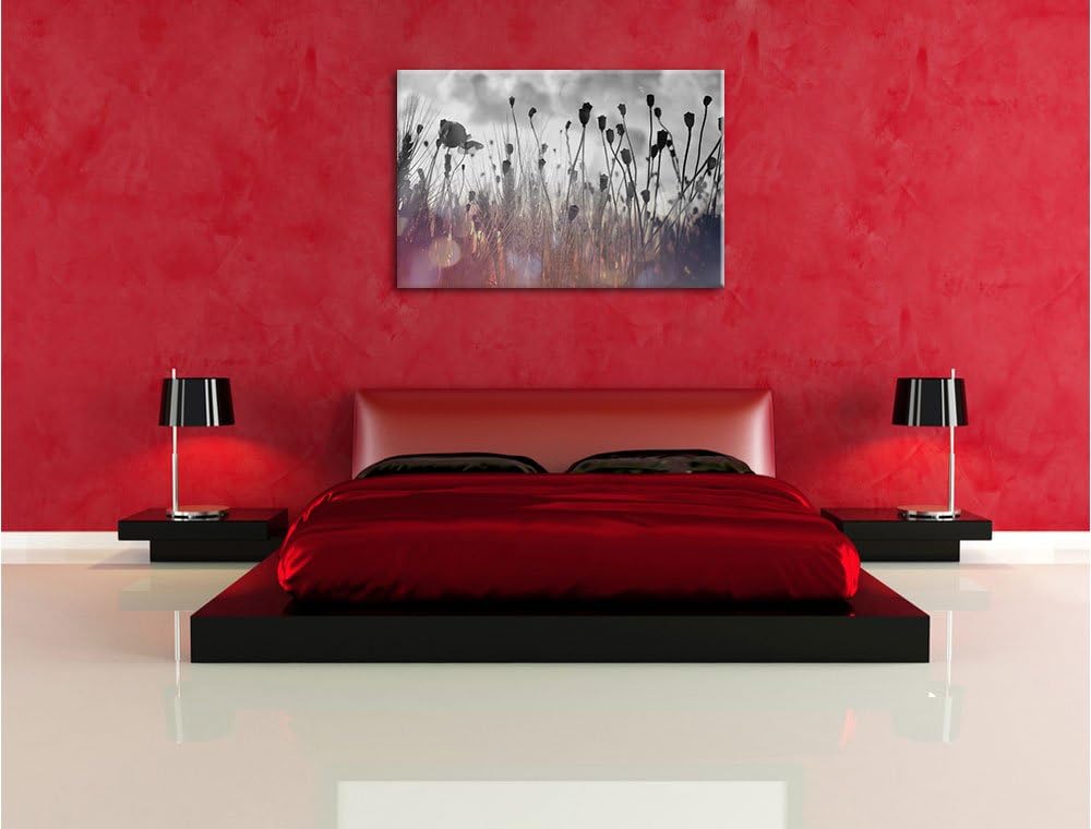 Pixxprint Mohn im Weizenfeld als Leinwandbild/Grösse: 100x70 cm/Wandbild/Kunstdruck/fertig bespannt,