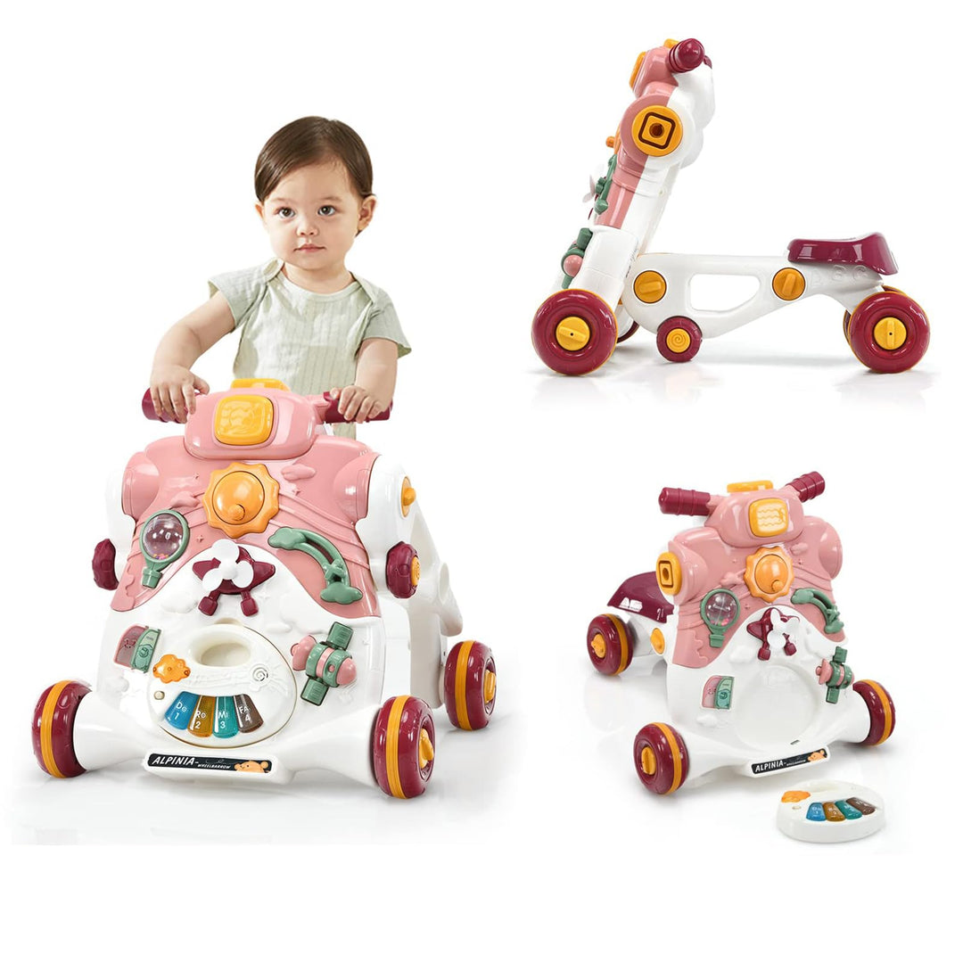 DREAMADE 3 in 1 Lauflernhilfe mit Musik & Licht, Lauflernwagen mit rutschfesten Rädern & verstellbar