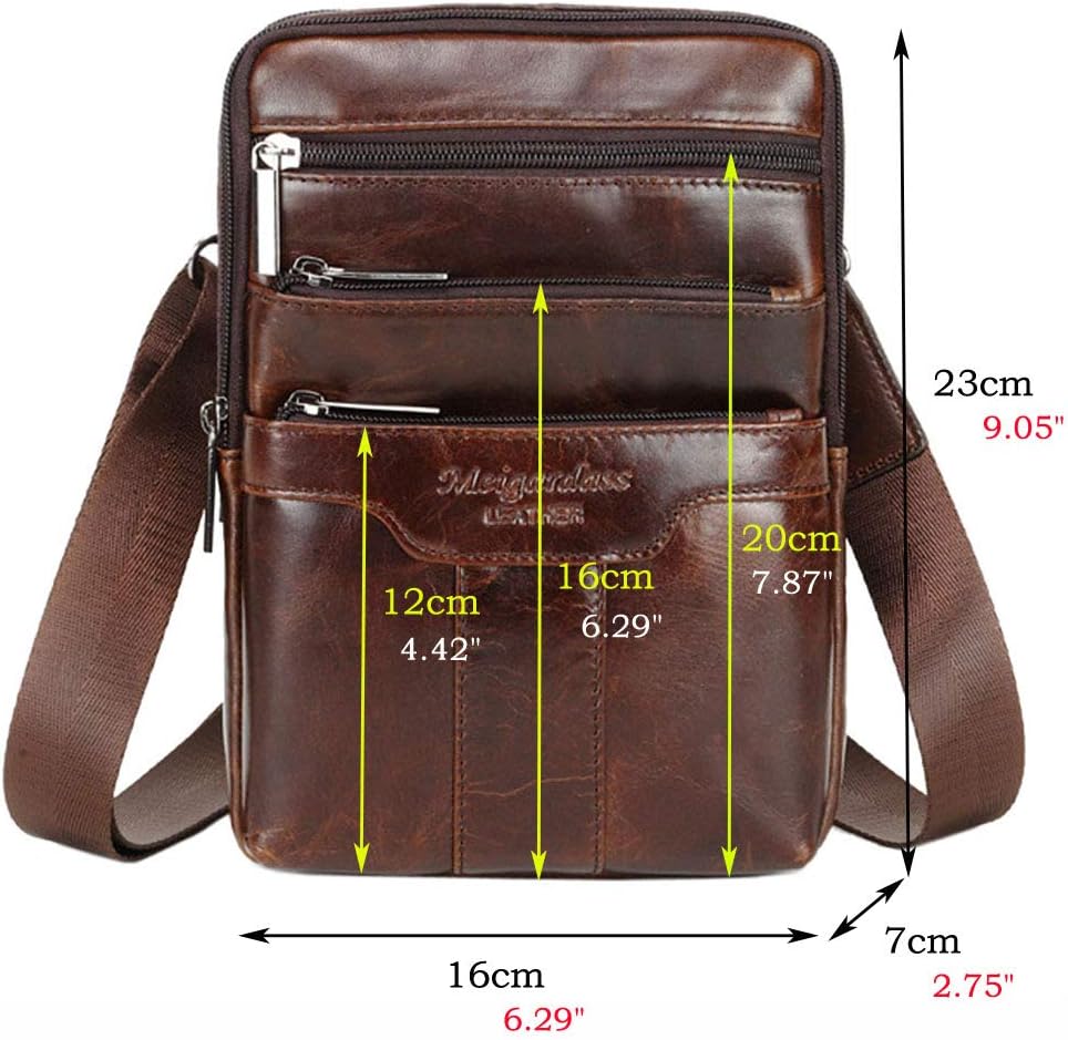 Xieben Umhängetasche aus Leder Schulter Crossbody Reisetasche für Herren Frauen 