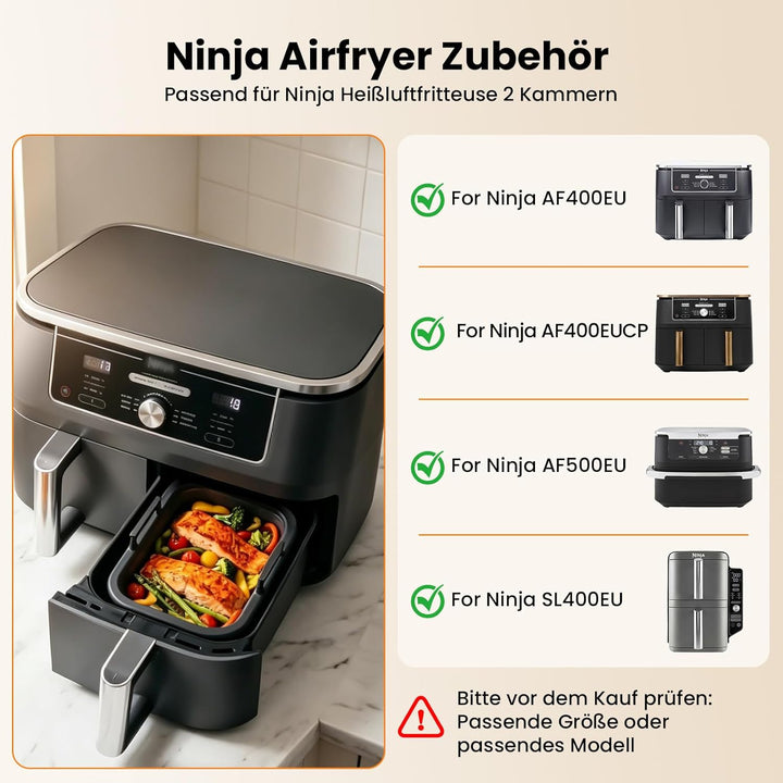 Glas Auflaufform Airfryer für Ninja AF400EU/AF500EU/SL400EU, Auflaufform Heissluftfritteuse mit Hera