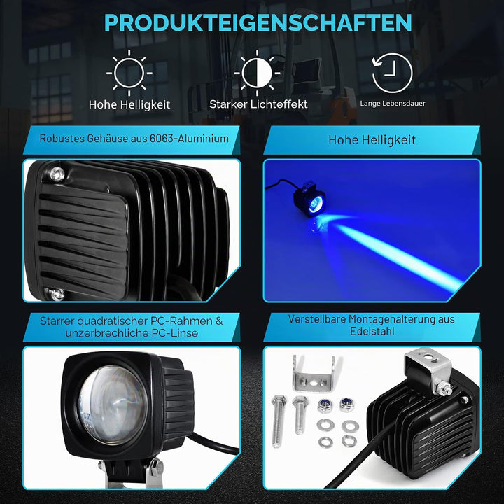 Dinfu 10W Led Blau Gabelstapler Licht Warenhaus Sicherheitswarnleuchte 12-100V, Blau