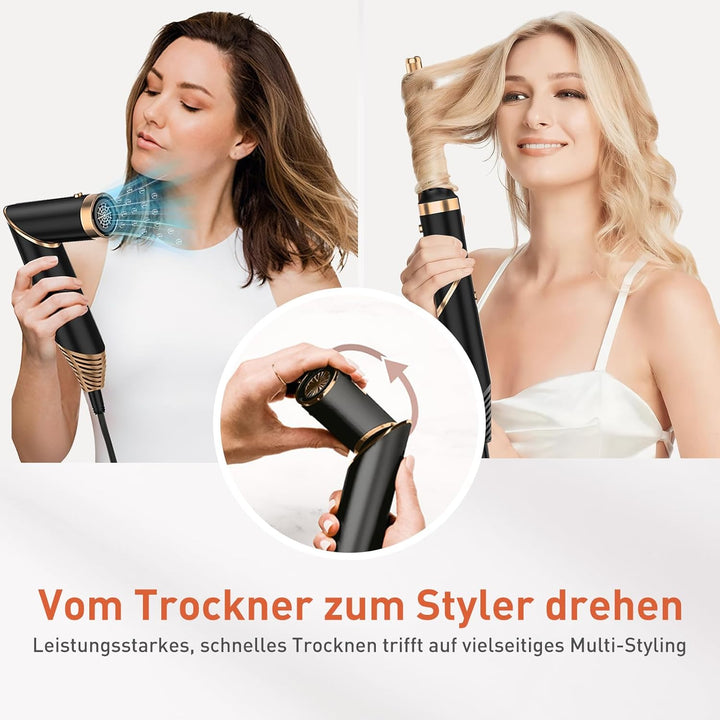 TANSHINE 5 in 1 Hairstyler Auto Air Styler Set, Leicht und Faltbar Haarstyler Heissluftbürste Fföhnb